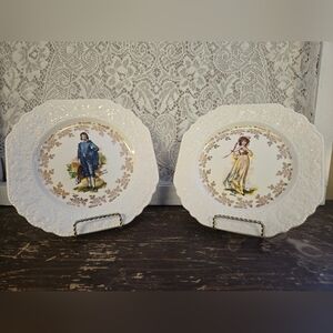 Lord Nelson Pottery White Embossed Decorative Plates – Set of 2 (England)